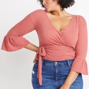 NWT Marine Layer Ava wrap top in Ochre Pin Stripe